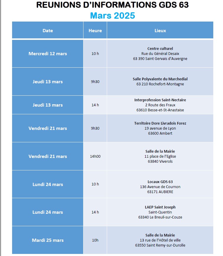 Runions infos mars25